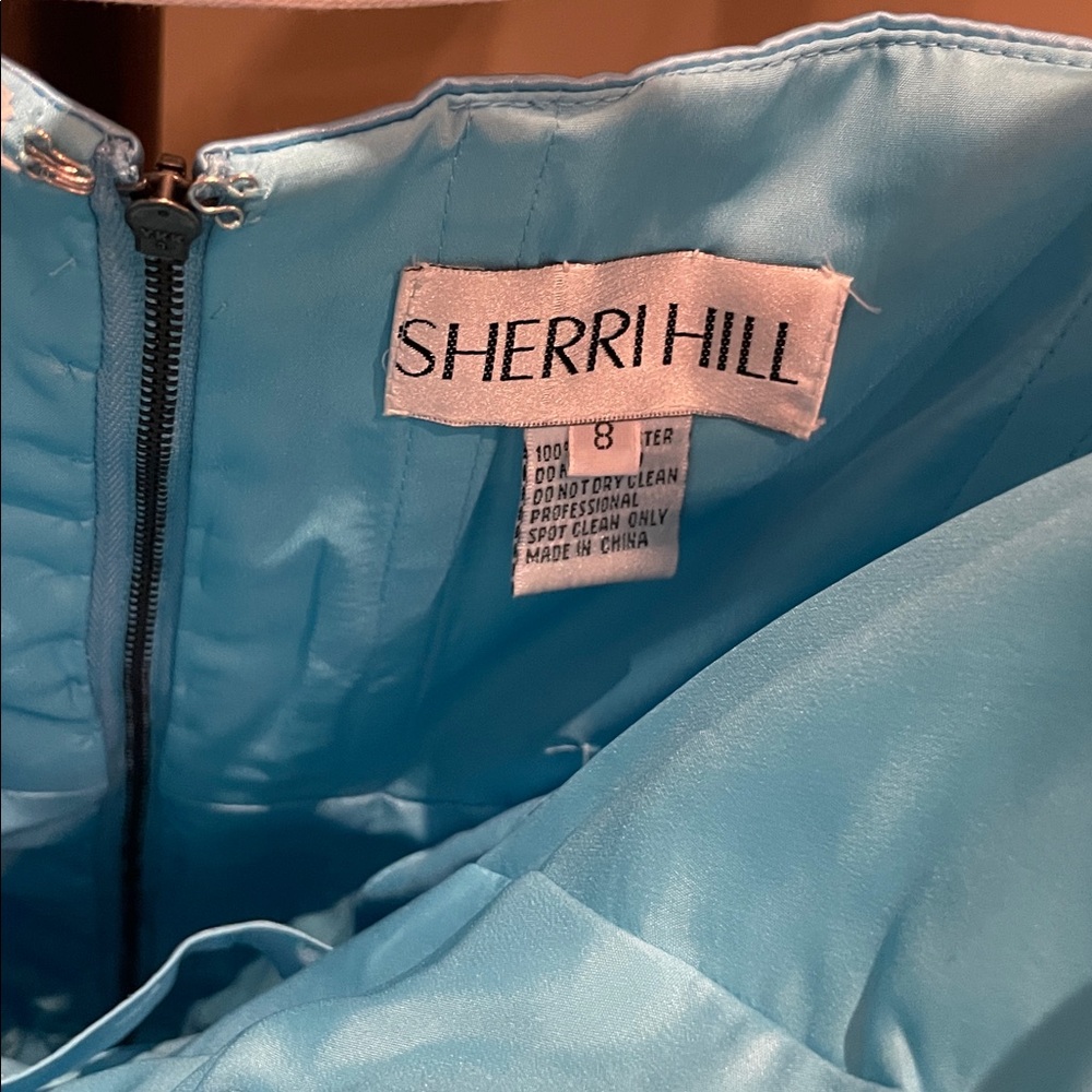 Sherri Hill Light Blue Formal Strapless Dress - Picture 3 of 13